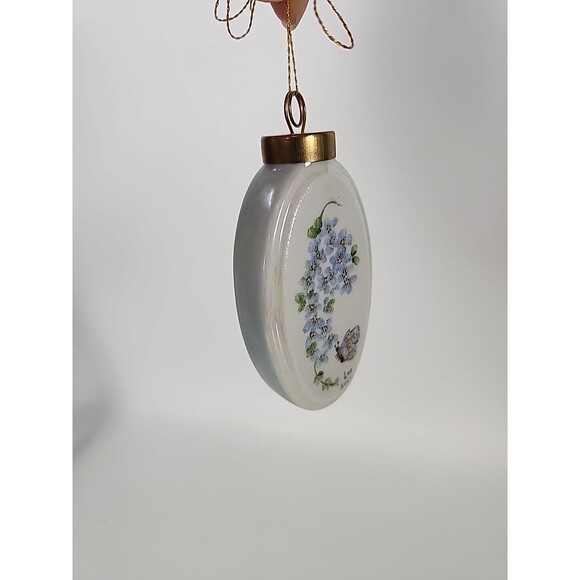 Lou Horn Hand Painted Ceramic Porcelain Christmas Ornament Floral Signed Vtg - Picture 9 of 11
